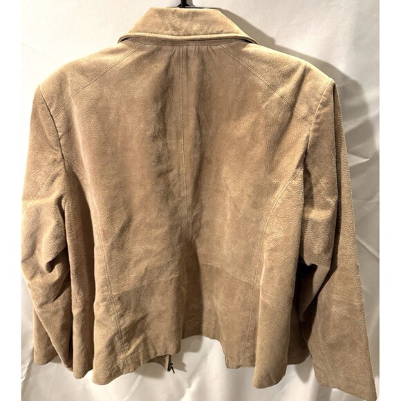 Tan Brown Suede Leather Womens 1X Zip Jacket Genuine Leather shell (Relativity) - Picture 7 of 7